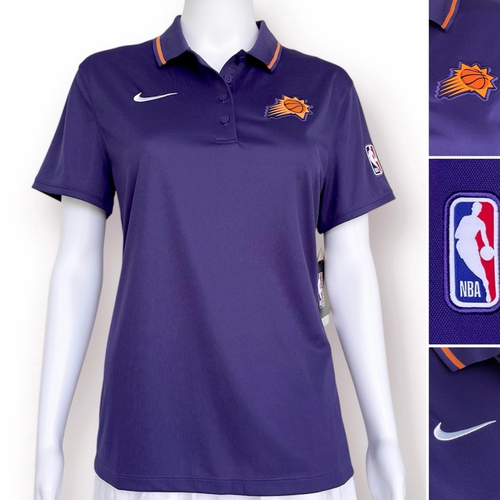 Nike NBA Phoenix Suns Dri-FIT Women’s Polo Authentic Short Sleeve Purple Logo